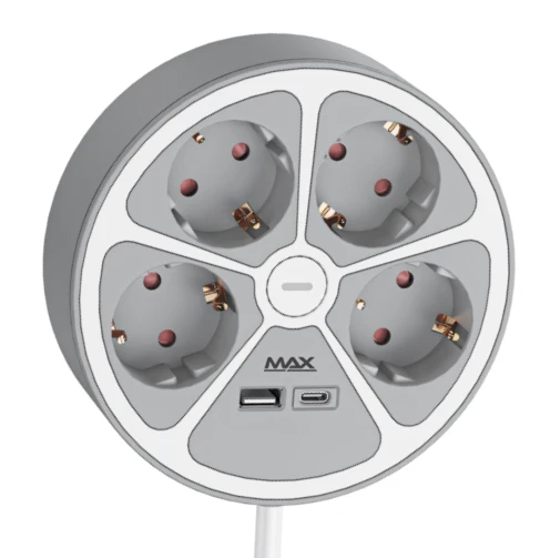 Produžni kabl sa prenaponskom zaštitom sa 4 utičnice MAX MPS-04UG-3M/3m/USB portovi