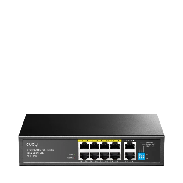 Svič 10/100 8+2-port PoE + 1Gbps RJ45 Cudy FS1010PG 120W