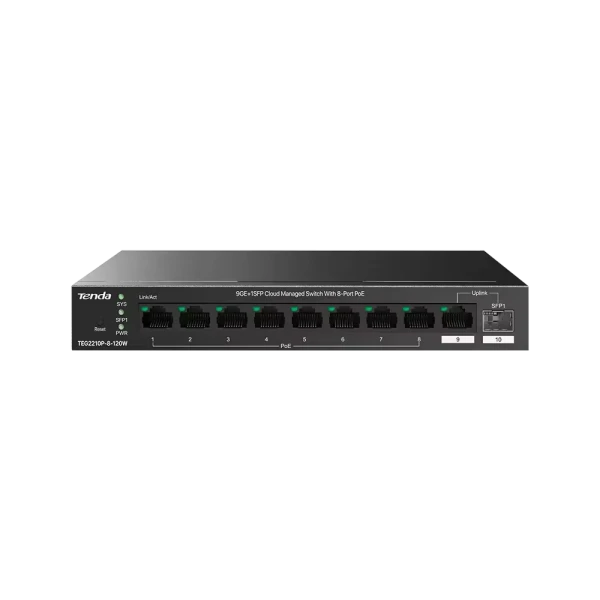 Svič 10/100/1000 9-port + 1SFP Tenda TEG2210P-8-120W/8-Port PoE