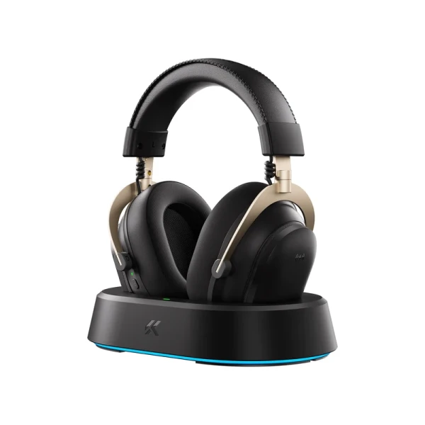 Bežične gaming slušalice MCHOSE V9 Turbo 60mm/Tri-mode/2000mAh/Black gold + Charging Dock RGB