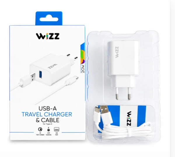 Kućni punjač WIZZ WS301-C Fast 2u1 USB-C Type-C sa kablom beli - fotografija 1