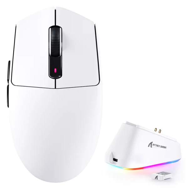 Bežični gaming miš Attack Shark G3Pro PAW3311/25000 DPI/Omron Switches/White + Charging Dock