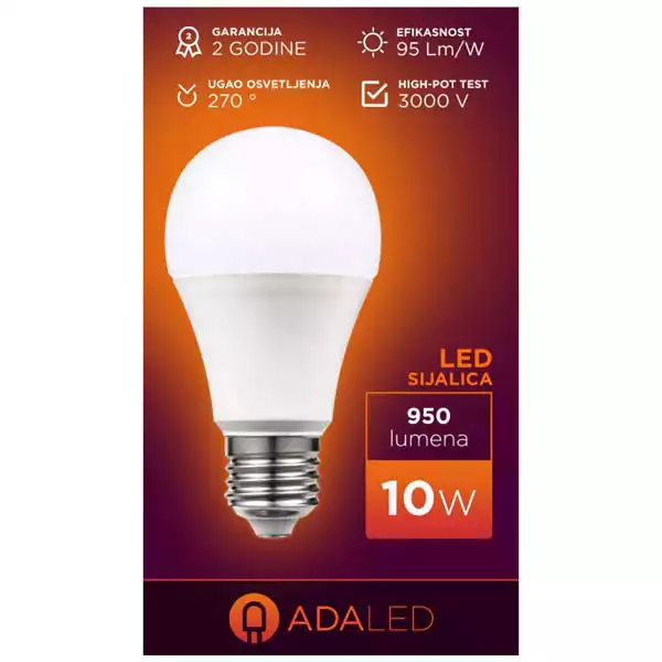 ADA LED sijalica A60-10W-RC-E27-A 6500K