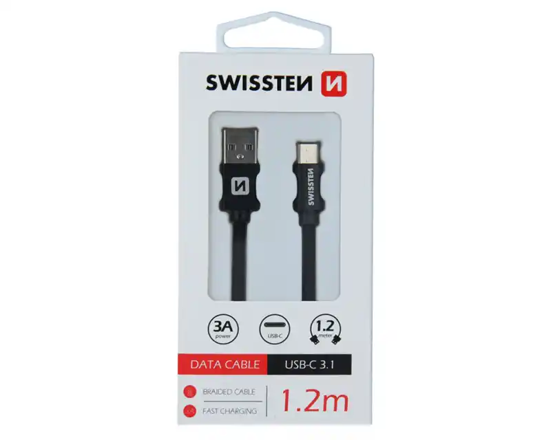 Kabl USB A-Tip C Swissten 1.2m crni