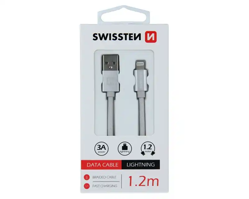 Kabl USB A-lighting Swissten 1.2m srebrni